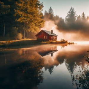Cabin near a lake