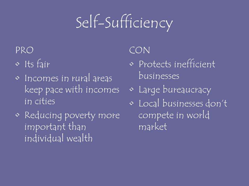 The Drawbacks of Self-Sufficiency