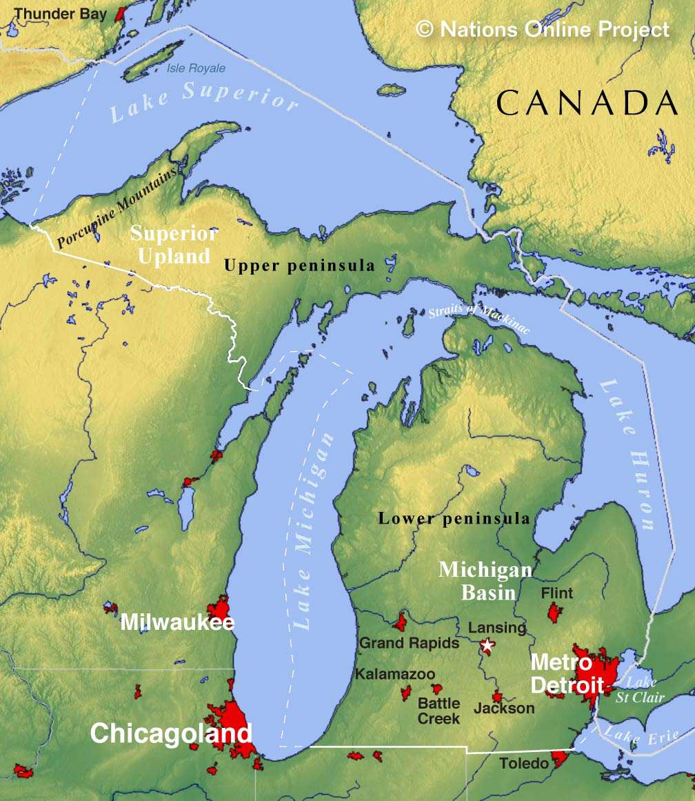 Michigan: A State Bordered by Canada in the Northern Part of the Country