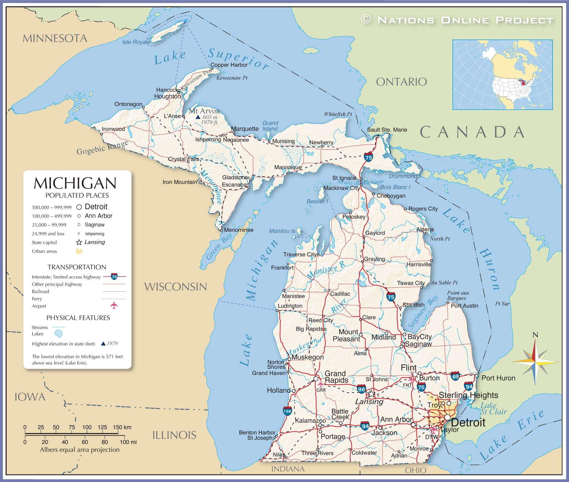 Michigan: A State Bordered by Canada in the Northern Part of the Country